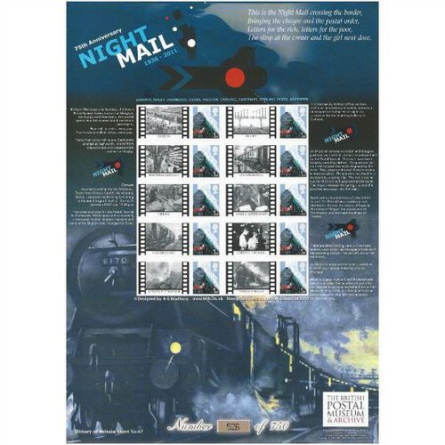 Great Britain Customised Sheet: 75th Anniversary of the Film 'Night Mail.'