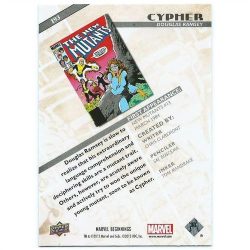 2012 Marvel Beginnings 2 - #193 - Cypher