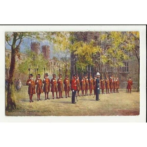 A130 LONDON Beefeaters Tower Of London Valentine "Art Colour" Postcard