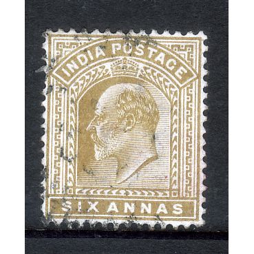 INDIA 1903 SG 131 6a OLIVE BISTRE FINE USED#7