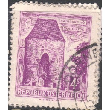 Austria 1957 - SG1316 - 4s violet - Vienna Gate, Hainburg - used