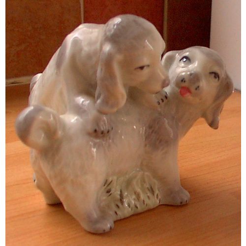 SANBO (Spain) PUPPIES PLAYING Ornament, cute. vintage, shabby chic, retro