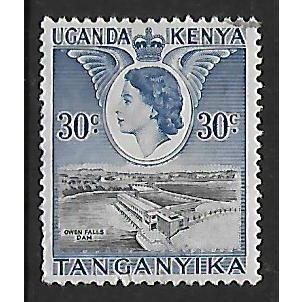 KENYA UGANDA TANGANYIKA 1954 OWEN FALLS DAM 30c BLACK & BLUE SG 171 FINE USED
