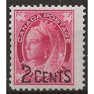 Canada 1899 SG171 2c on 3c Carmine Mounted Mint ..