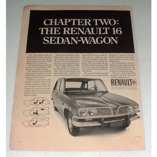 1968 Renault 16 Sedan Wagon Car Ad