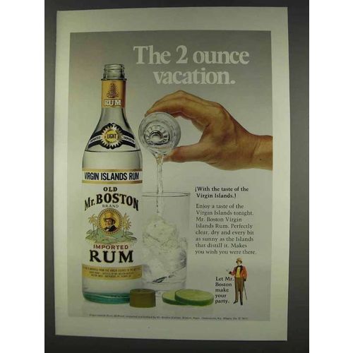 1977 Old Mr. Boston Rum Ad - The 2 Ounce Vacation