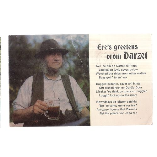 DARZET POEM, Dorset. used postcard vintage 1978 postmark.. By J Salmon =