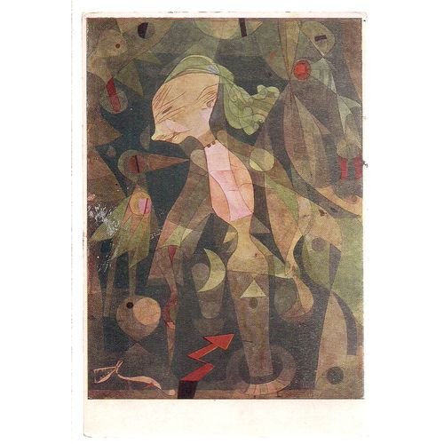 A GIRL'S ADVENTURE painting by Paul Klee unused vintage postcard Tate Gallery /