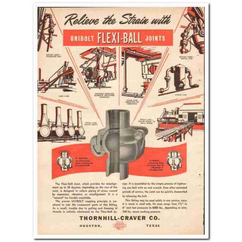 THORNHILL-CRAVER COMPANY 1950 Unibolt Flexi-Ball Joints vintage ad