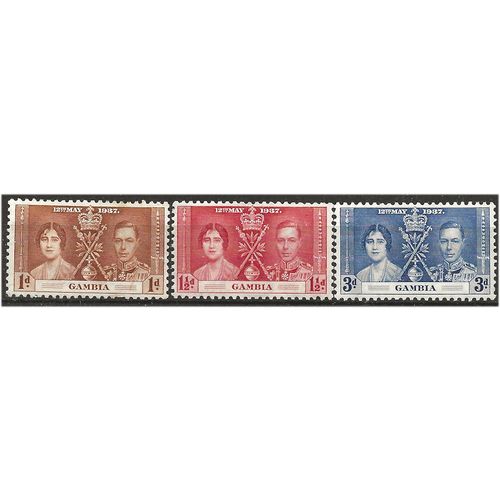 Gambia 1937 Coronation Set SG147-149 Mounted Mint ....