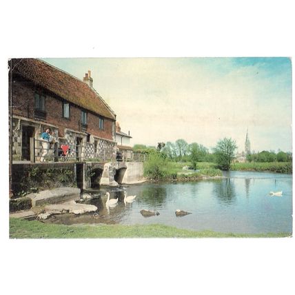 THE OLD MILL, HARNHAM. SALISBURY, Wiltshire. used postcard 1979 pm =