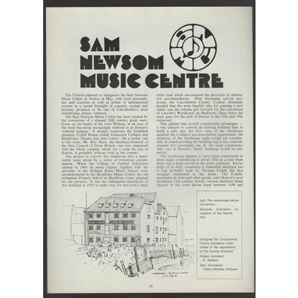 Sam Newsom Music Centre Boston Lincolnshire Robert Wallace Wisbech -1978 Article