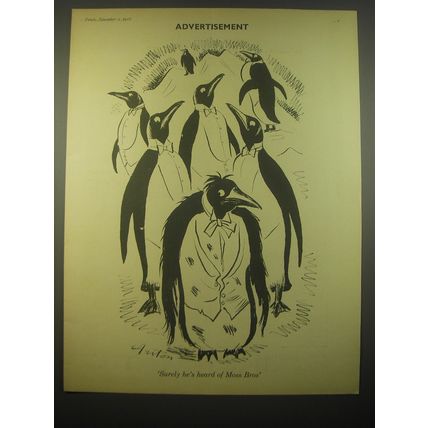 1966 Moss Bros Fashion Ad - cartoon by Anton
