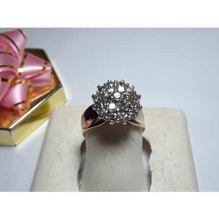 Estate .76cttw Natural Round Diamond Flower Top 14Kt 2Tone S-4.75 Ring #15352