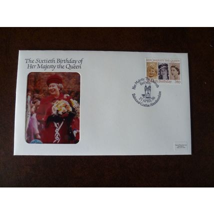 1986 GB 60th Birthday Queen Elizabeth II 34p stamp Pilgrim FDC Balmoral cancel