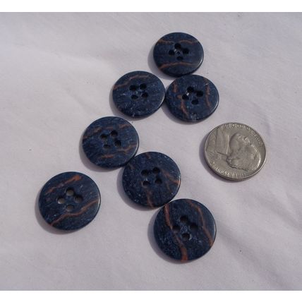 VV7 7 Blue Mottle Buttons 18mm 3/4 Inch 4 Hole Resin Sewing