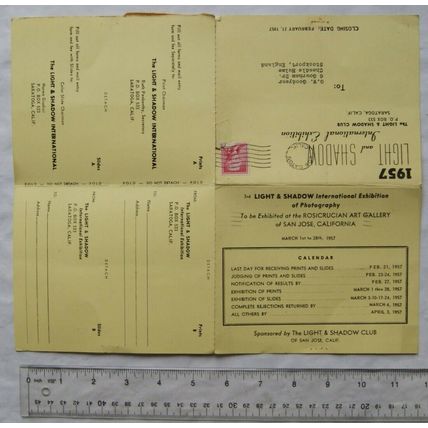 1957 entry form Light & Shadow International Exhibition California, Goodyear