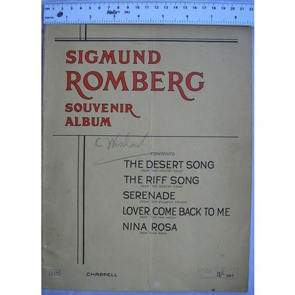 Sigmund Romberg Souvenir Album - Desert Song, Riff Song, Serenade, Nina Rosa &