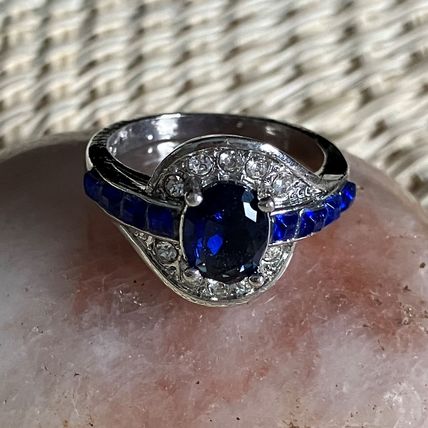 Ring 925 Sterling Silver Simulated Sapphire #514
