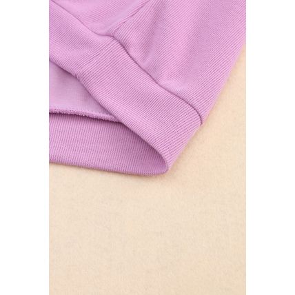 Purple Knitted V Neck Buttoned Cuffs Sweater