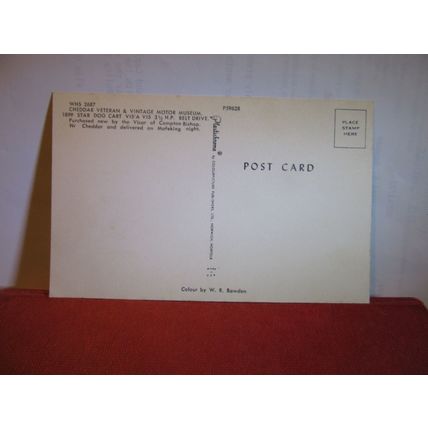 1899 STAR DOG CART VIS'A VIS, veteran car unused postcard Cheddar #
