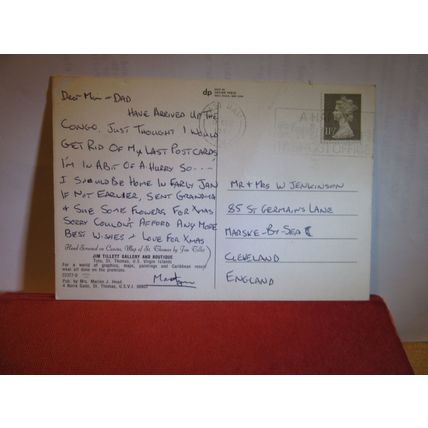 MAP, U.S. VIRGIN ISLANDS, used postcard vintage 1981 pm =