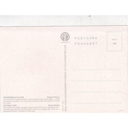 Fishermans Luck South Africa Postcard unused crease