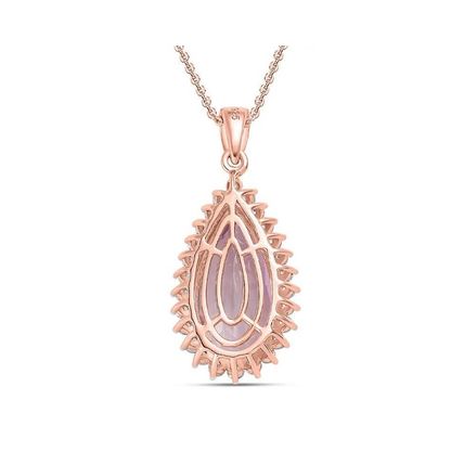Rose de France Amethyst Zircon Pendant 18k Rose Gold Vermeil Overlay 925 Silver