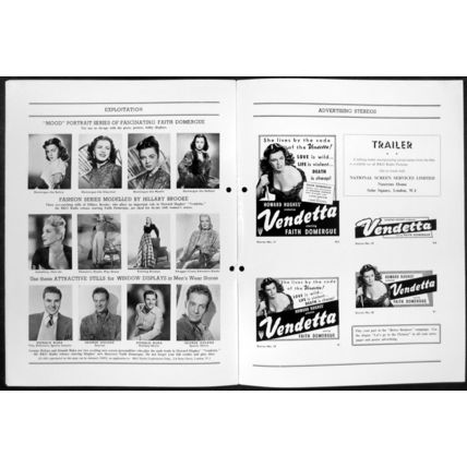 VENDETTA 1950 Faith Domergue, George Dolenz, Hillary Brooke UK CAMPAIGN BOOK