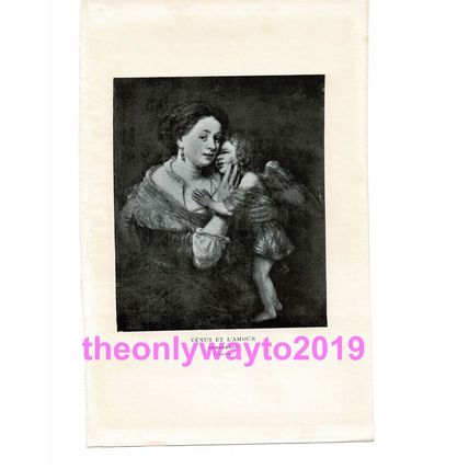 Venus et L'Amour, Rembrandt, Louvre, Paris, Book Illustration, c1918
