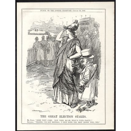 GREAT ELECTION STAKES 1910 Leonard Raven-Hill General Election PUNCH CARTOON