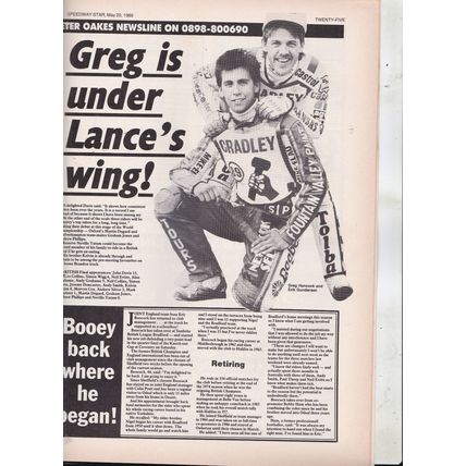 Speedway Star magazine : May 20, 1989. British Final Special.