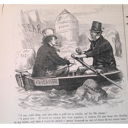 Education Boat - Harper's Weekly April 18, 1874. Original.