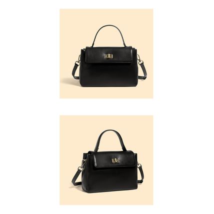 Genuine Leather Women Handbag and Shoulder Bag Black