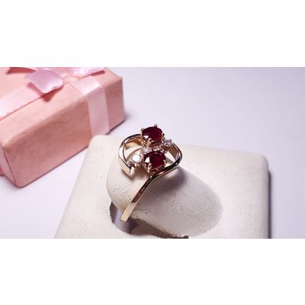 Estate .96ctw Natural Oval Ruby Diamond open Twist 14Kt YG 4.2g S8.25 Ring#22217