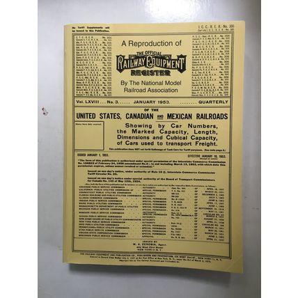 Official Railway Equipment Register Jan 1953 Reprint 4371
