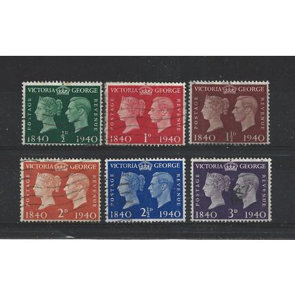 GB.Centenary of First Adhesive Postage Stamps set of 6.Fine Used.Jul25