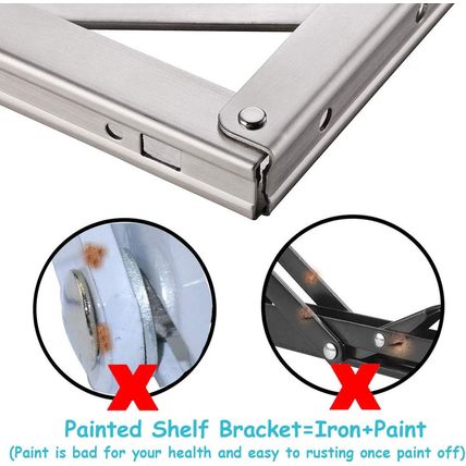 CLT 20'' Folding Shelf Brackets Max. Load 550 Lb, Heavy Duty Stainless Steel DIY
