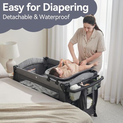 Pamo Babe Portable Playpen Foldable Playard for Baby and Toddler Mattress, Chang