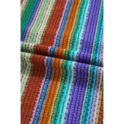 Multicolour Striped Pattern Twist Hem Short Sleeve Top