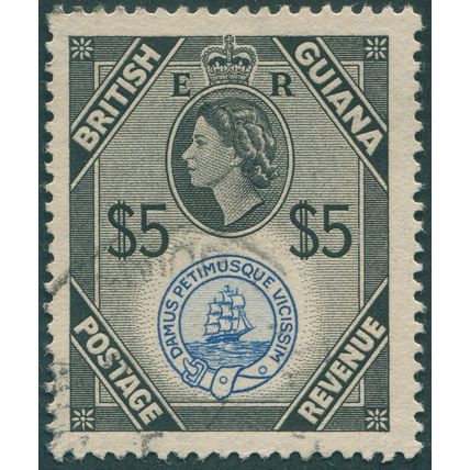 British Guiana 1954 $5 ultrmarine & black SG345 used
