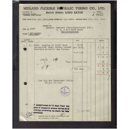 MIDLAND FLEXIBLE METALIC TUBING CO LTD ,LONG EATON,20OCT1952