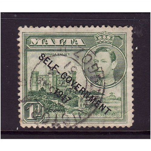 MALTA 1948 SG 236 1d GREEN SELF GOVERNMENT FINE USED #3