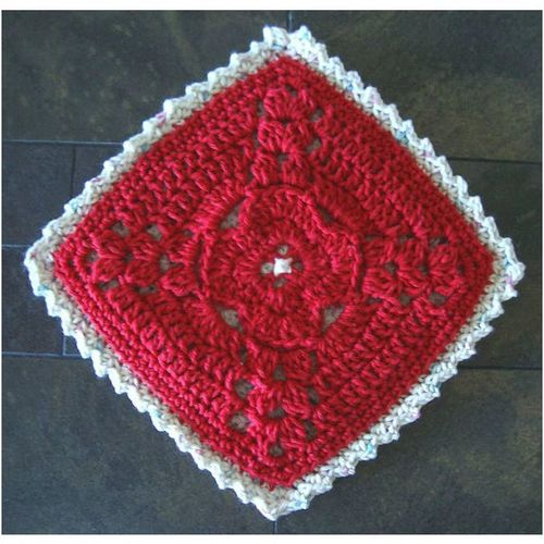 Hot Pad kitchen square red white double layer 9 inch X 9 inch