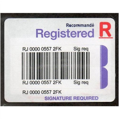 2012 'FALKLANDS REGISTERED LABEL ' (ON GLASSINE)( 2FK) (EBID29-301)