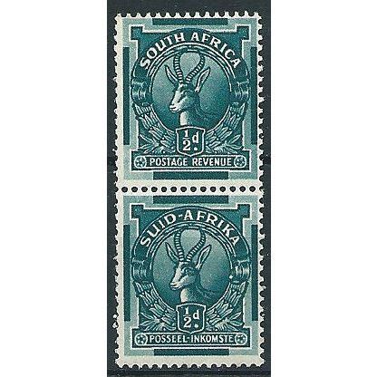 South Africa 1943 SG105 1/2d Blue-Green Mounted Mint PAIR .. ..