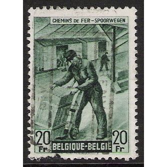 Belgium Epm Mi 273: 20 Fr. deep green Railway Parcel Stamp: Porter