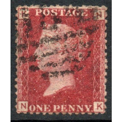 Sg43 1d red plate 144 FINE USED " N K " (REDS)