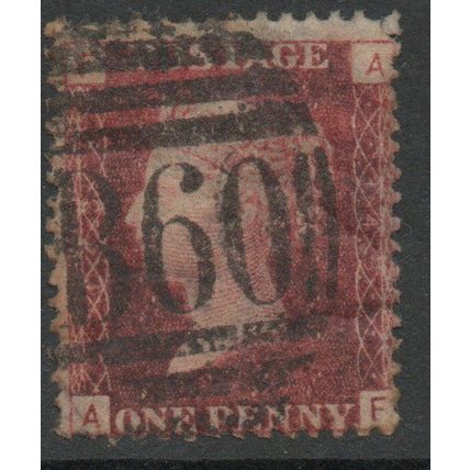Sg43 1d red plate 143 FINE USED " A F " (REDS)