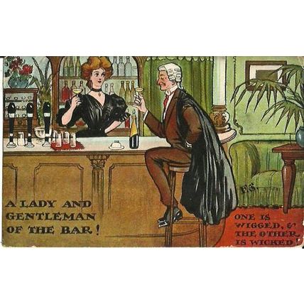 Comic "A LADY AND GENTLEMAN OF THE BAR" Postcard (London View Co)